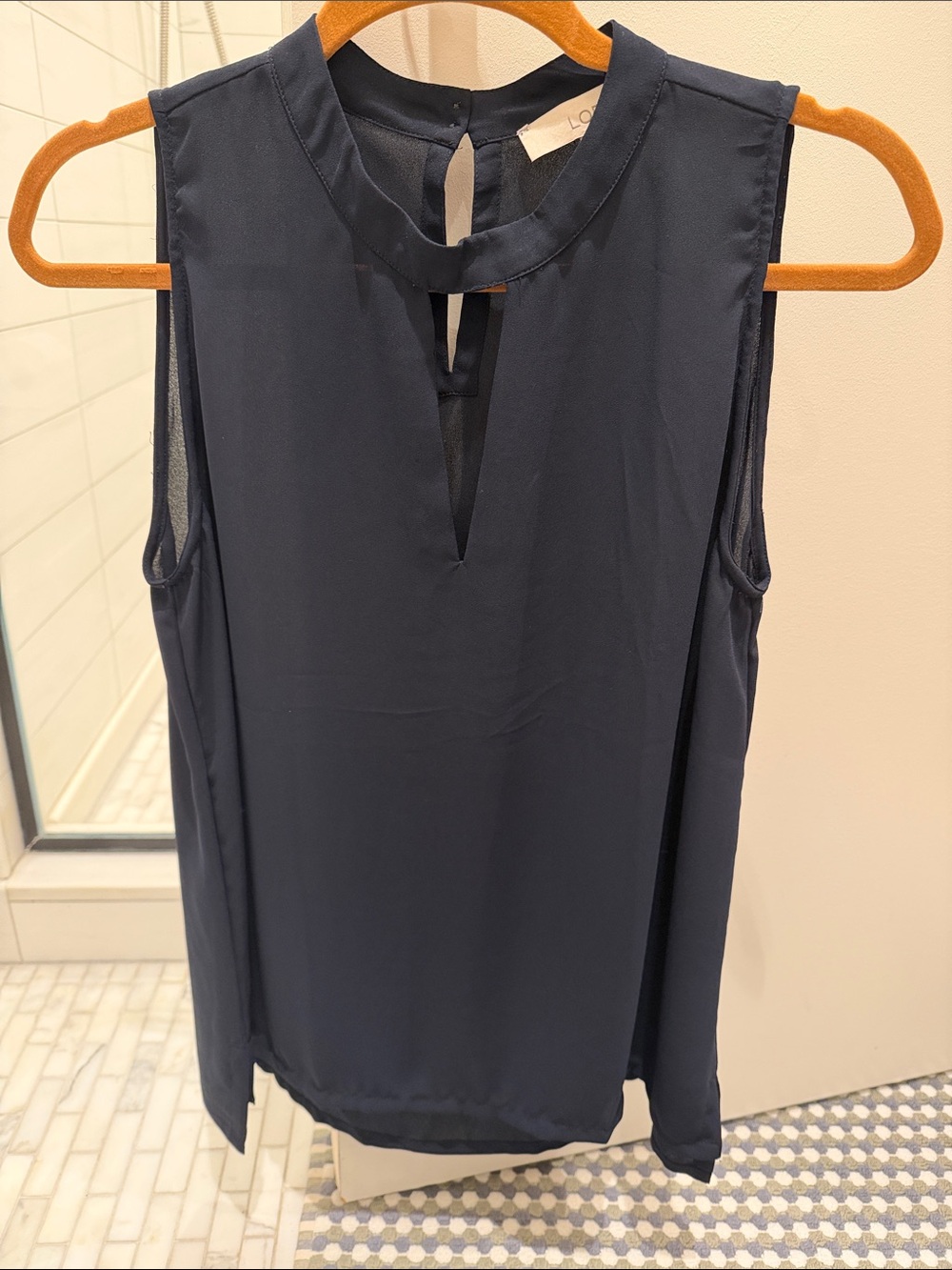 LOFT Navy Sleeveless Keyhole Camisole